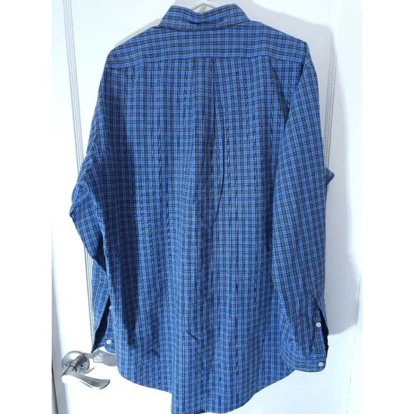 Ralph Lauren Men's Classic Fit Blue Plaid Button-Up Shirt Size Medium - Picture 10 of 11